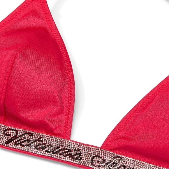 Victoria Secret Small S Shine Strap Triangle Bikini Top Bottom Set LOGO Pink - Picture 12 of 14